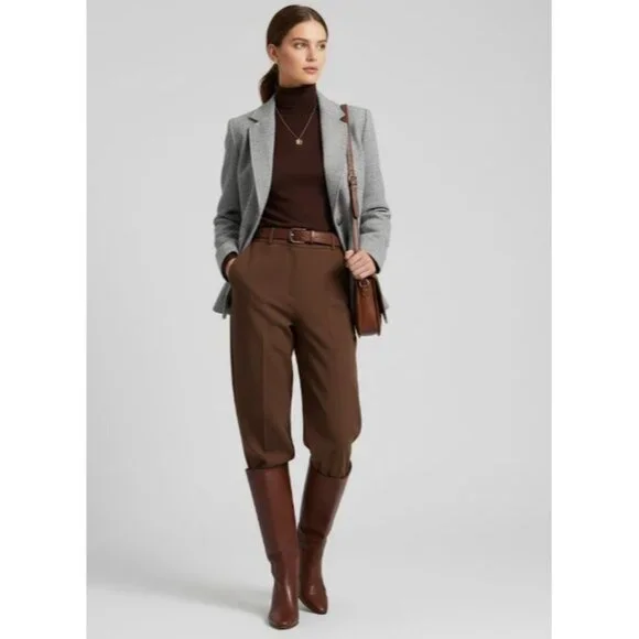 Talbots Wool Aberdeen Houndstooth Notch Lapel Single Breasted Blazer Gray US 2 - Picture 3 of 15